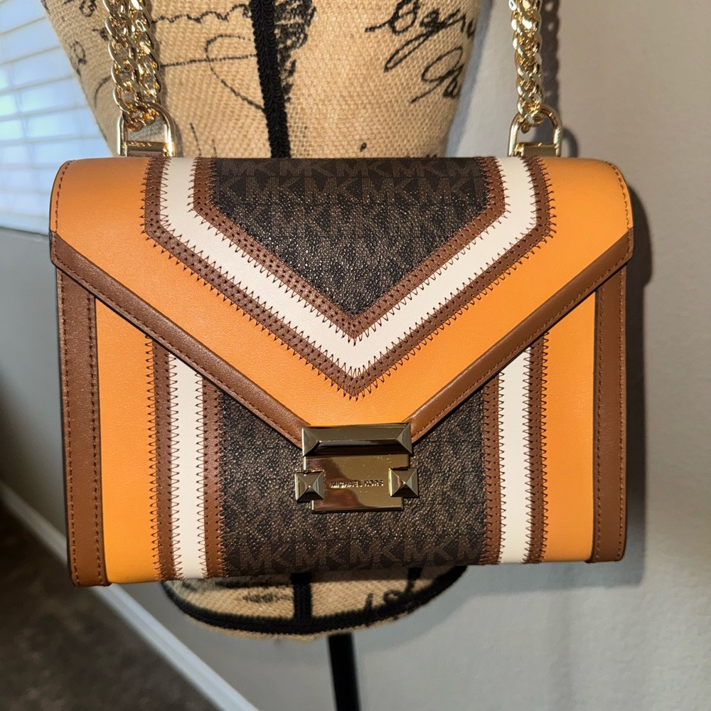 Michael Kors Orange and Brown Crossbody Bag